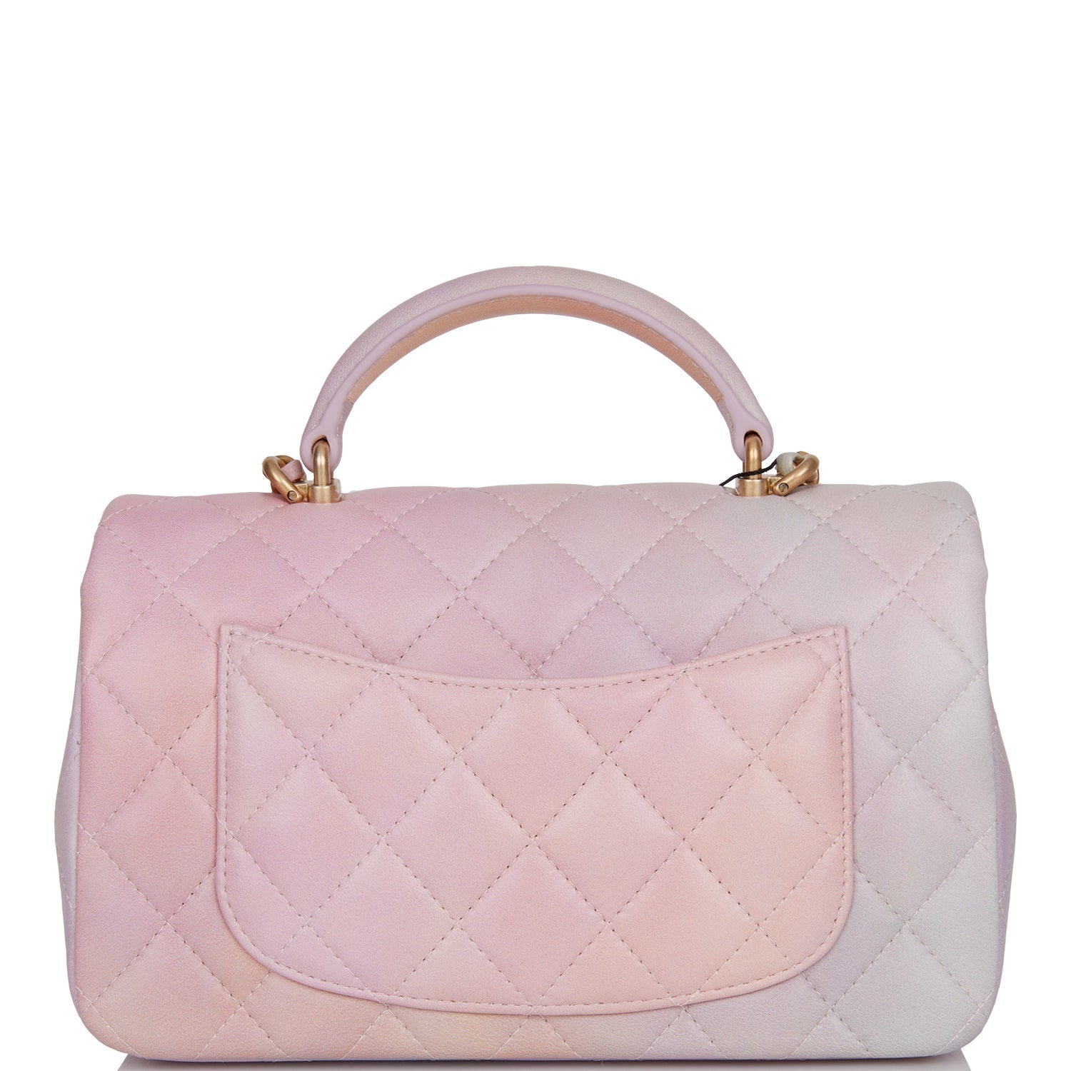 Chanel Mini Rectangular Flap Bag with Top Handle Light Pink Ombre Lambskin Antique Gold Hardware - Remaing Amount NR