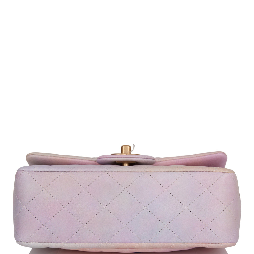 Chanel Mini Rectangular Flap Bag with Top Handle Light Pink Ombre Lambskin Antique Gold Hardware - Deposit NR