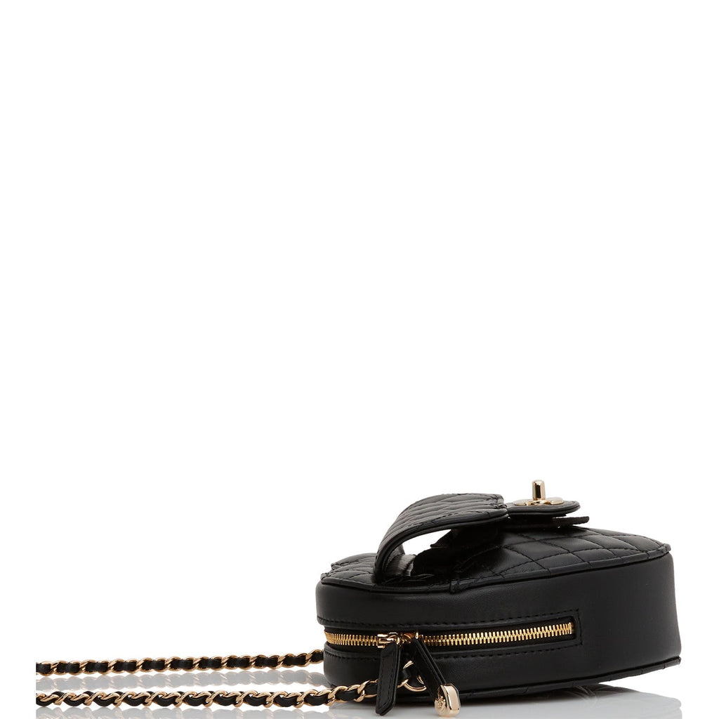 Chanel CC In Love Large Heart Bag Black Lambskin Light Gold Hardware for MG