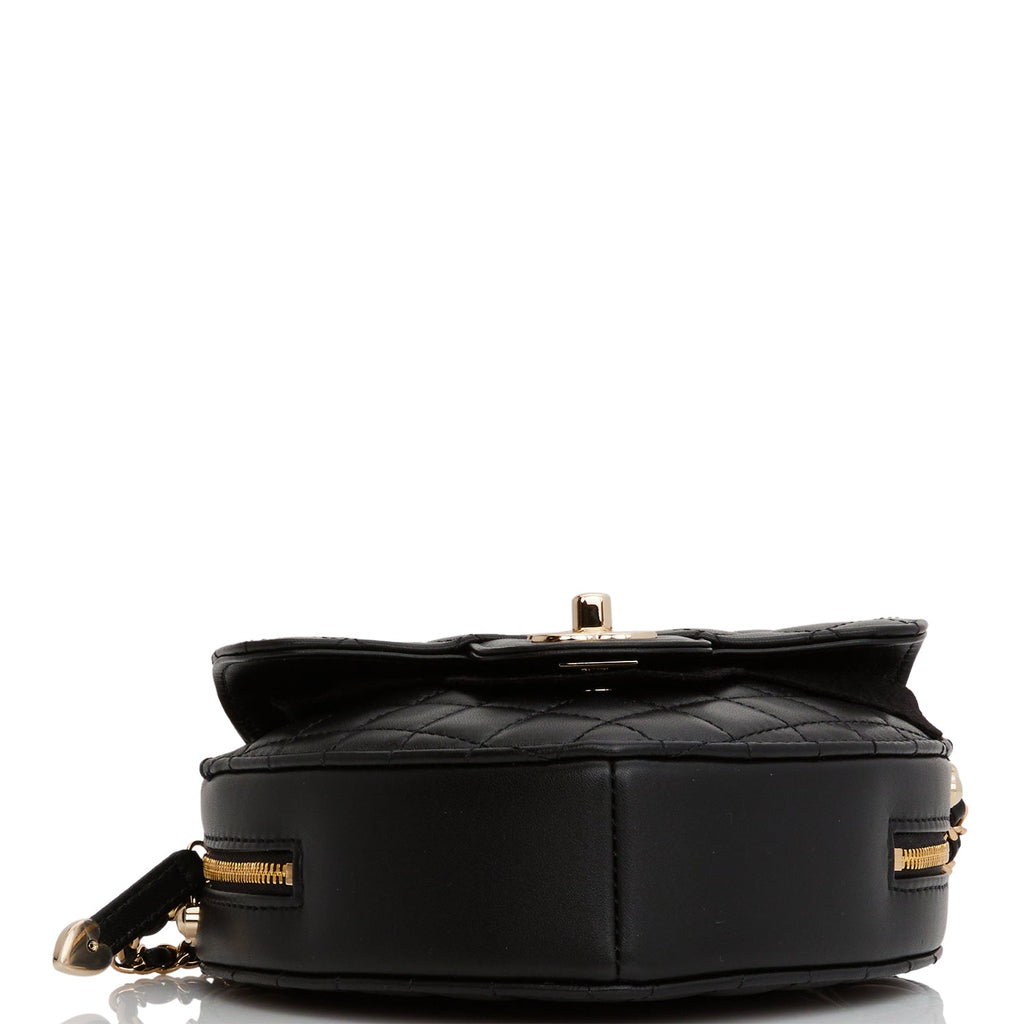 Chanel CC In Love Large Heart Bag Black Lambskin Light Gold Hardware for MG