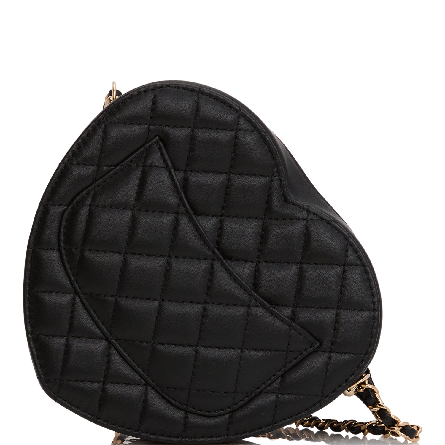 Chanel CC In Love Large Heart Bag Black Lambskin Light Gold Hardware