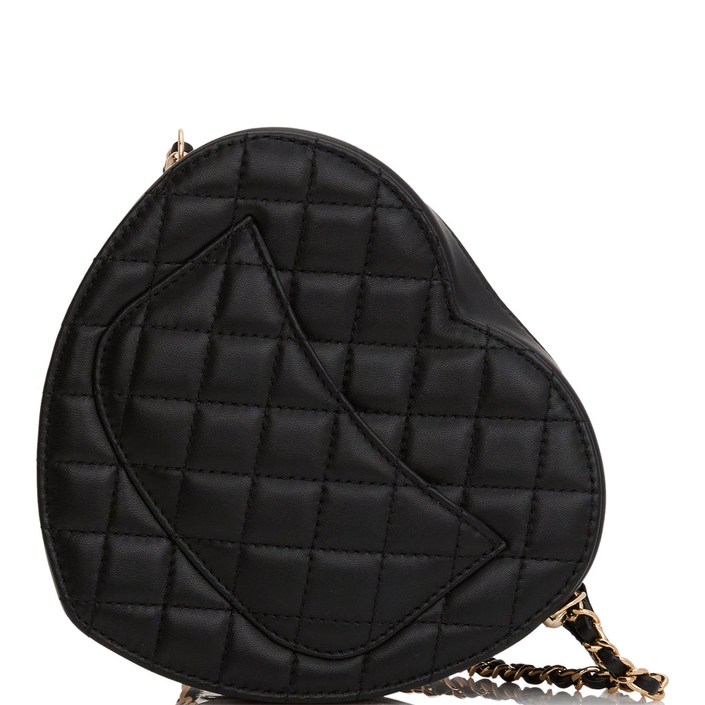Chanel CC In Love Large Heart Bag Black Lambskin Light Gold Hardware for MG