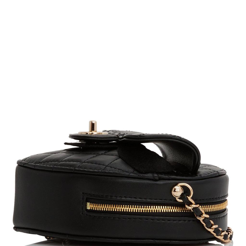 Chanel CC In Love Large Heart Bag Black Lambskin Light Gold Hardware