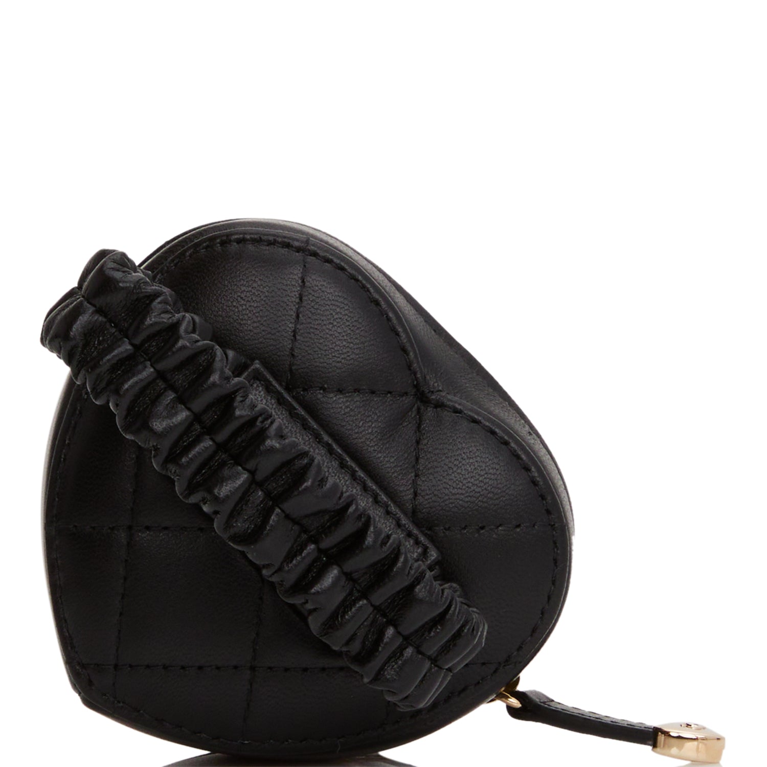 Chanel CC In Love Heart Zipped Arm Coin Purse Black Lambskin Light Gold Hardware