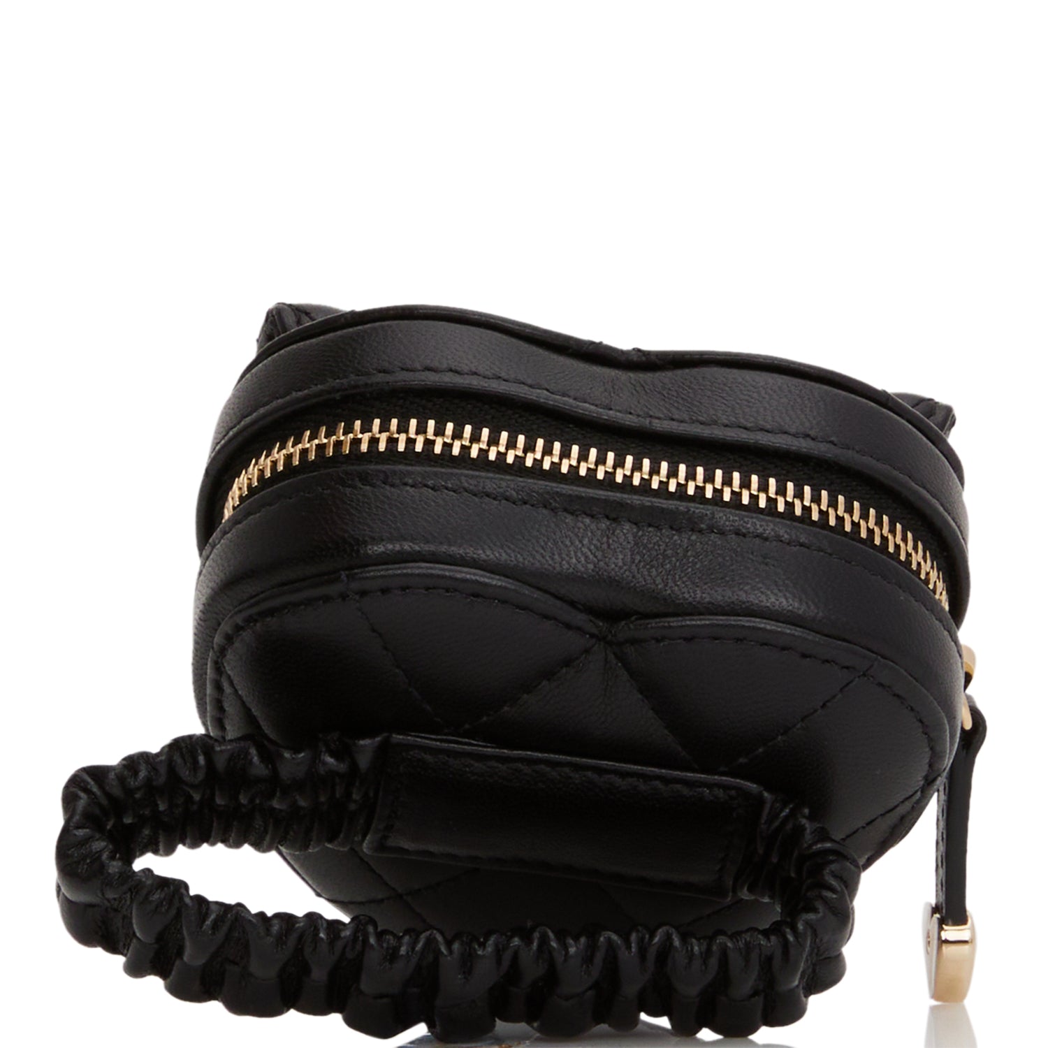 Chanel CC In Love Heart Zipped Arm Coin Purse Black Lambskin Light Gold Hardware