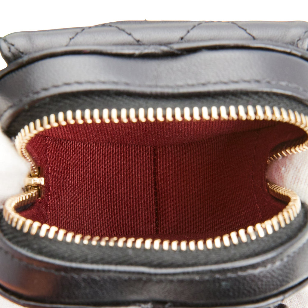Chanel CC In Love Heart Zipped Arm Coin Purse Black Lambskin Light Gold Hardware