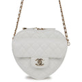 Chanel CC In Love Large Heart Bag White Lambskin Light Gold Hardware