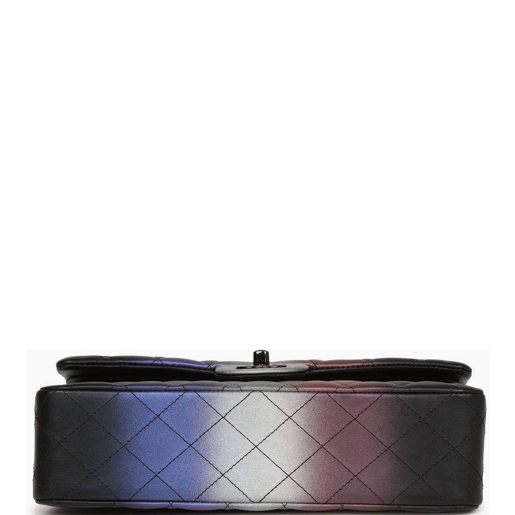 Pre-owned Chanel Medium Classic Double Flap Bag Multicolor Iridescent Calfskin Black Hardware