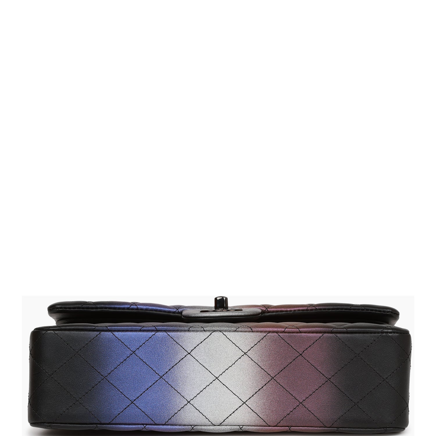 Pre-owned Chanel Medium Classic Double Flap Bag Multicolor Iridescent Calfskin Black Hardware