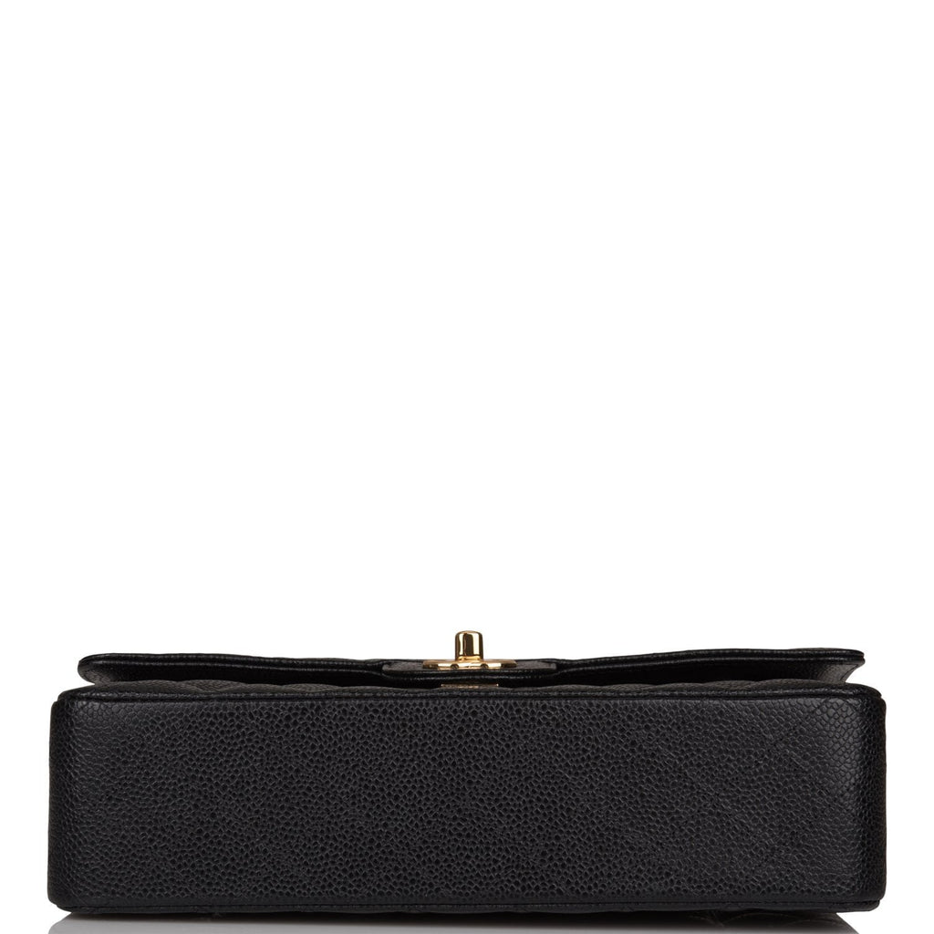 Chanel Black Quilted Caviar Medium Classic Double Flap Bag Gold Hardware