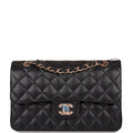 Chanel Small Classic Double Flap Bag Black Lambskin Rose Gold Hardware