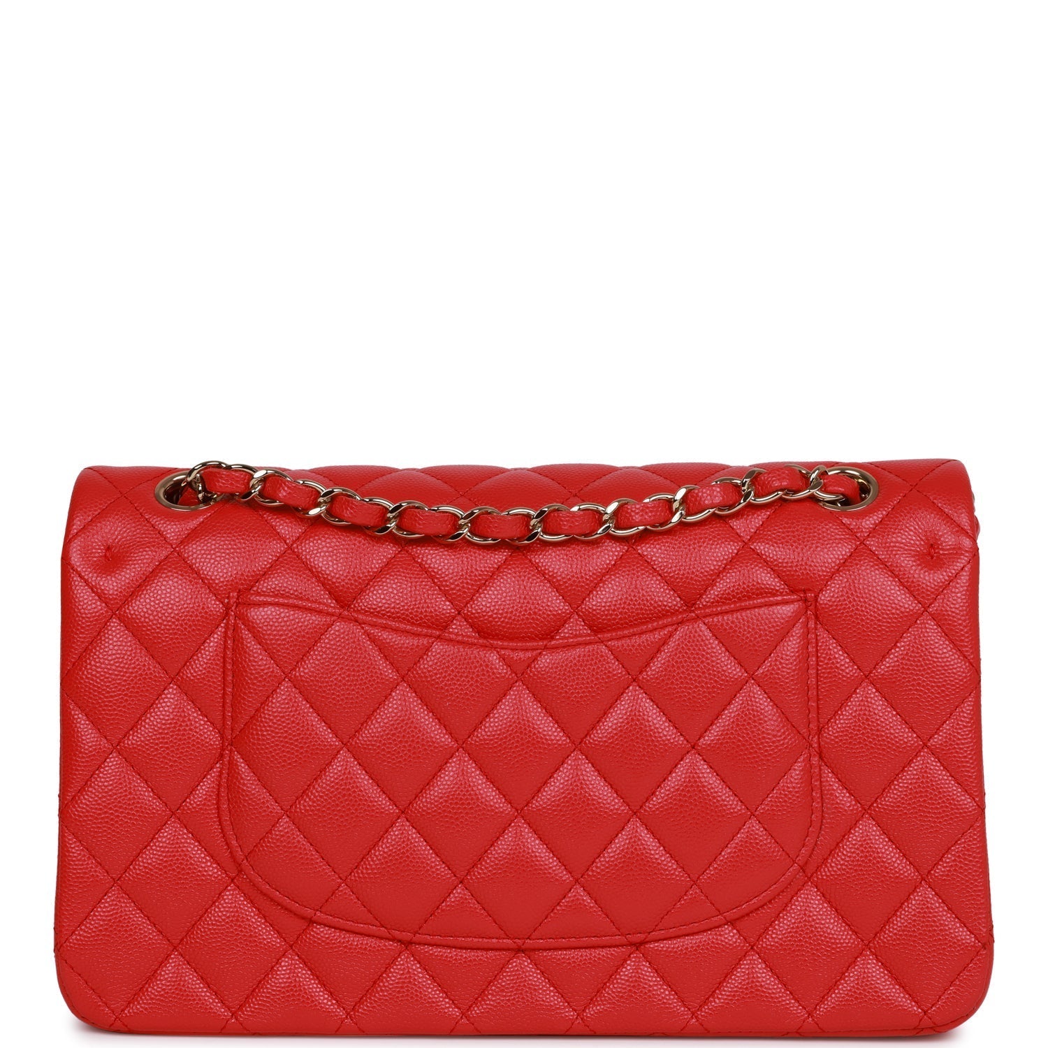 Pre-owned Chanel Medium Classic Double Flap Bag Red Caviar Light Gold Hardware