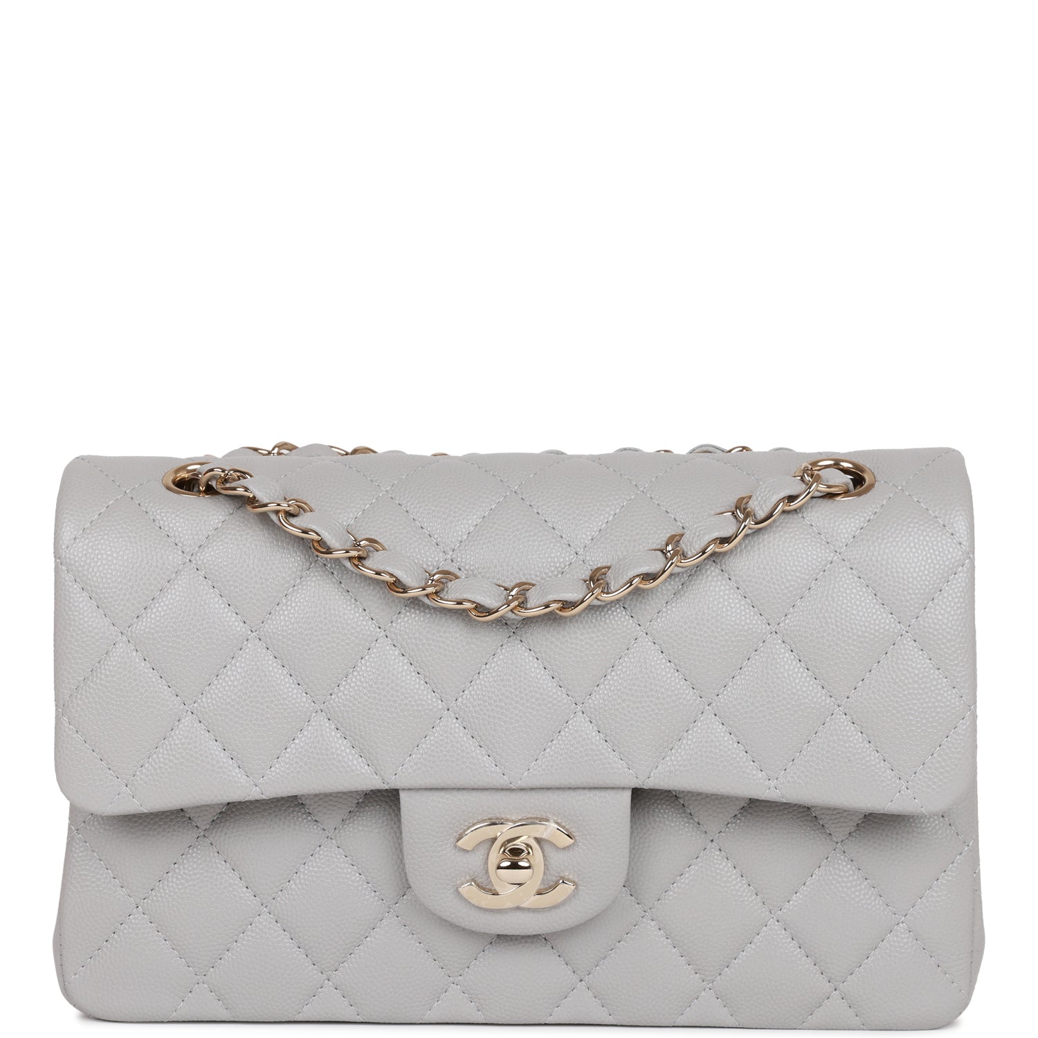 Chanel bag Small Classic Double Flap Grey Caviar Light Gold Hardware