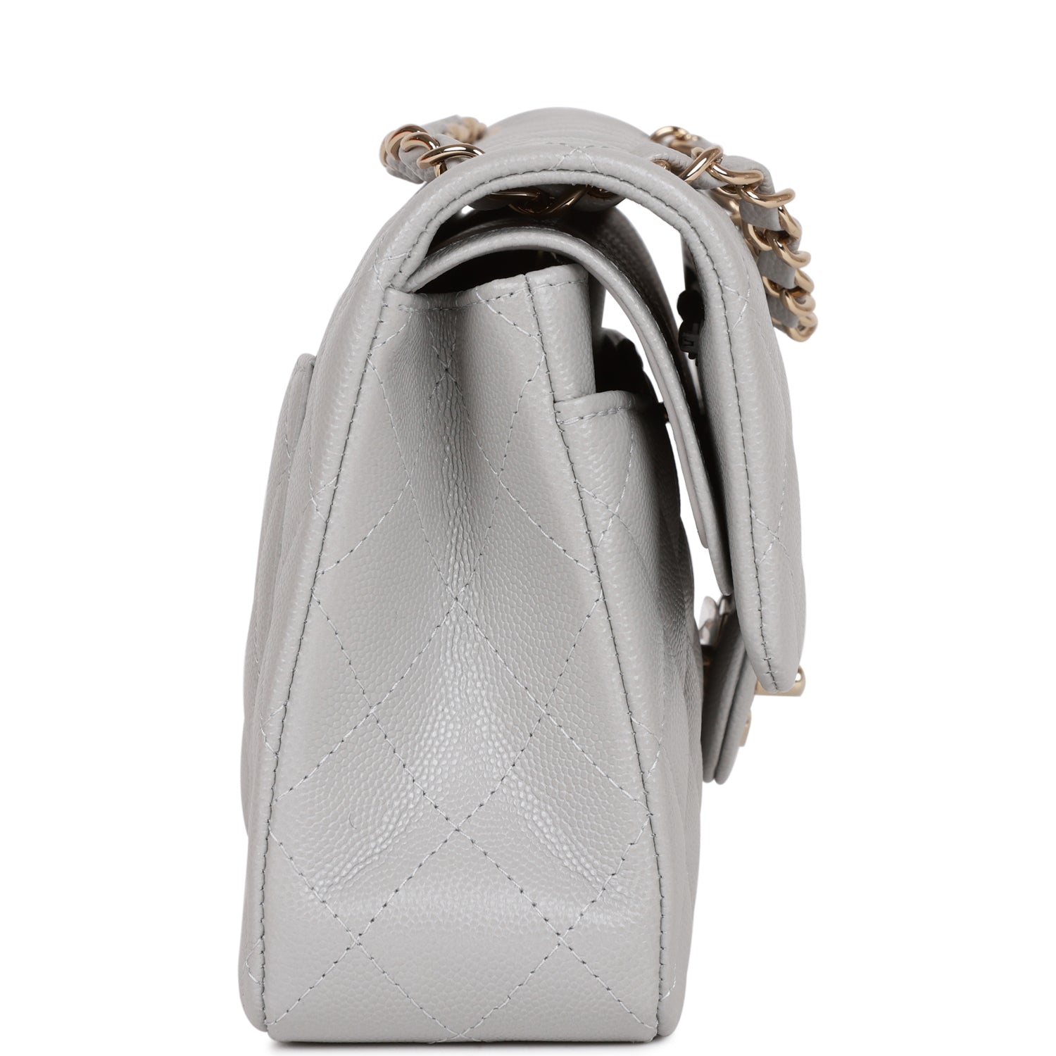 Chanel bag Small Classic Double Flap Grey Caviar Light Gold Hardware