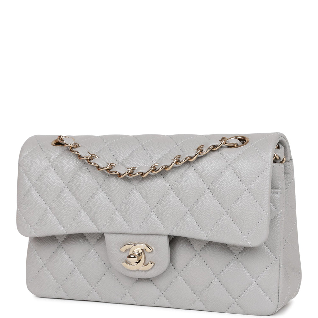 Chanel bag Small Classic Double Flap Grey Caviar Light Gold Hardware