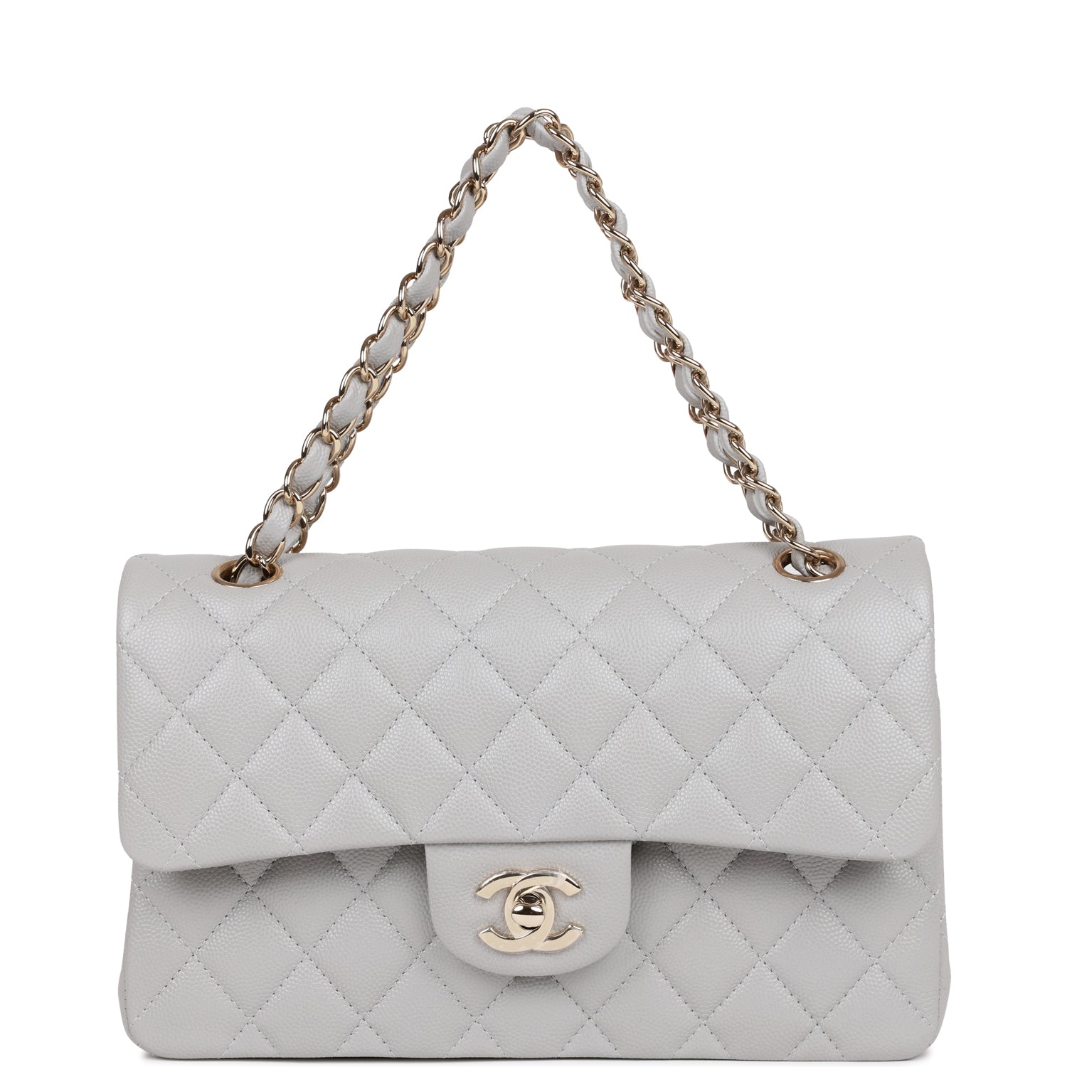 Chanel bag Small Classic Double Flap Grey Caviar Light Gold Hardware