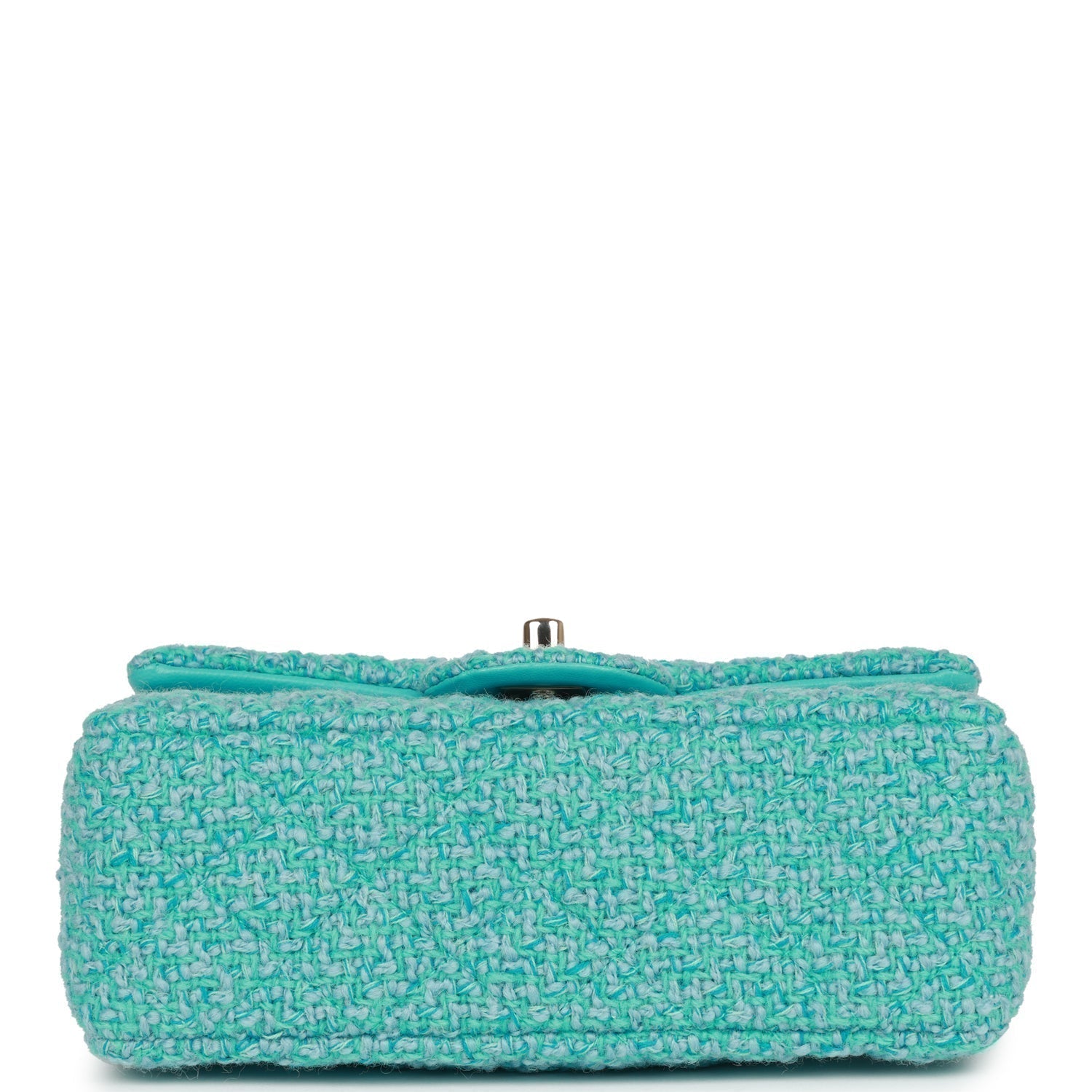 Chanel Mini Rectangular Flap Bag Blue Tweed Light Gold Hardware