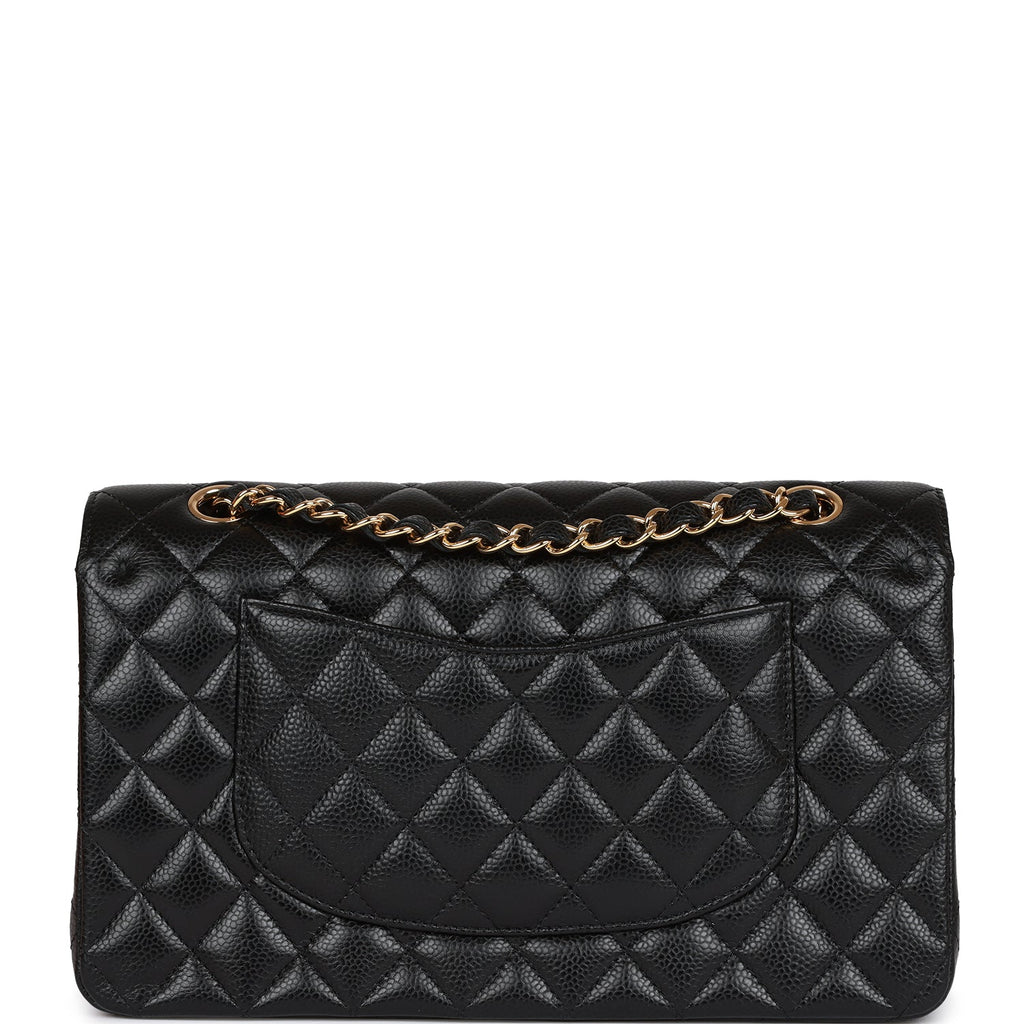 Pre-owned Chanel Medium Classic Double Flap Bag Black Caviar Gold Hardware