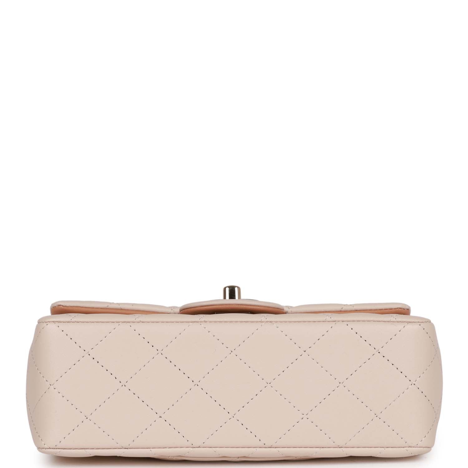 Chanel Medium Flap with Top Handle Beige and Caramel Lambskin Light Gold Hardware