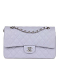 Chanel Medium Classic Double Flap Lavender Caviar Silver Hardware