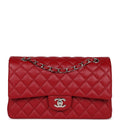 Chanel Medium Classic Double Flap Dark Red Caviar Silver Hardware