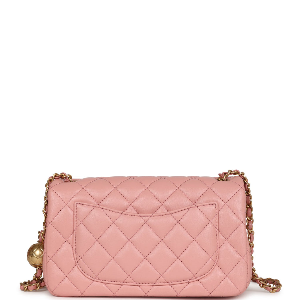 Chanel Pearl Crush Mini Rectangular Flap Dark Pink Lambskin Brushed Gold Hardware