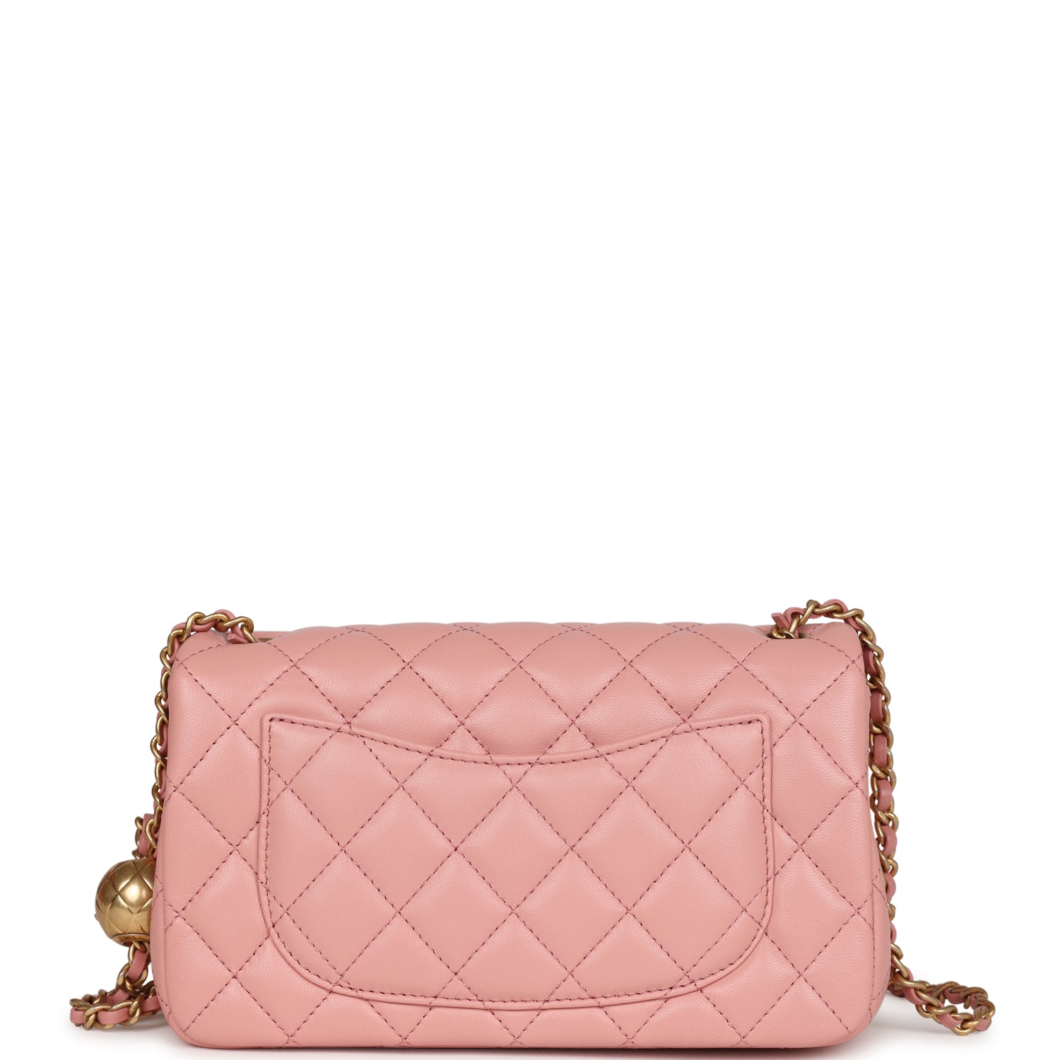 Chanel Pearl Crush Mini Rectangular Flap Dark Pink Lambskin Brushed Gold Hardware