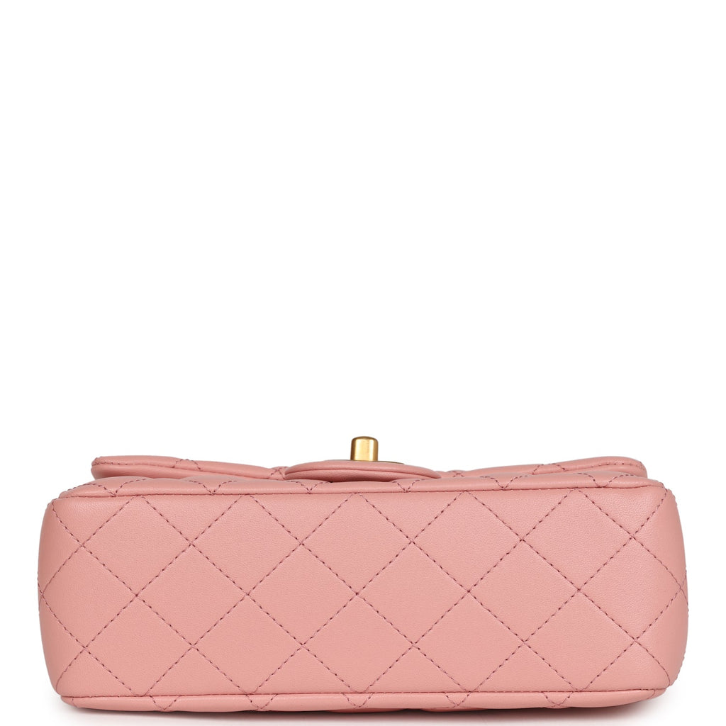 Chanel Pearl Crush Mini Rectangular Flap Dark Pink Lambskin Brushed Gold Hardware