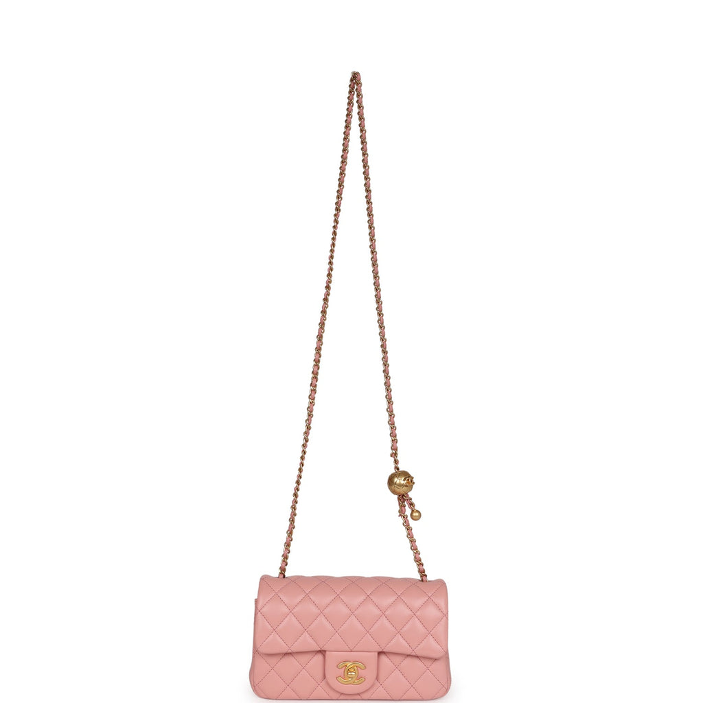 Chanel Pearl Crush Mini Rectangular Flap Dark Pink Lambskin Brushed Gold Hardware
