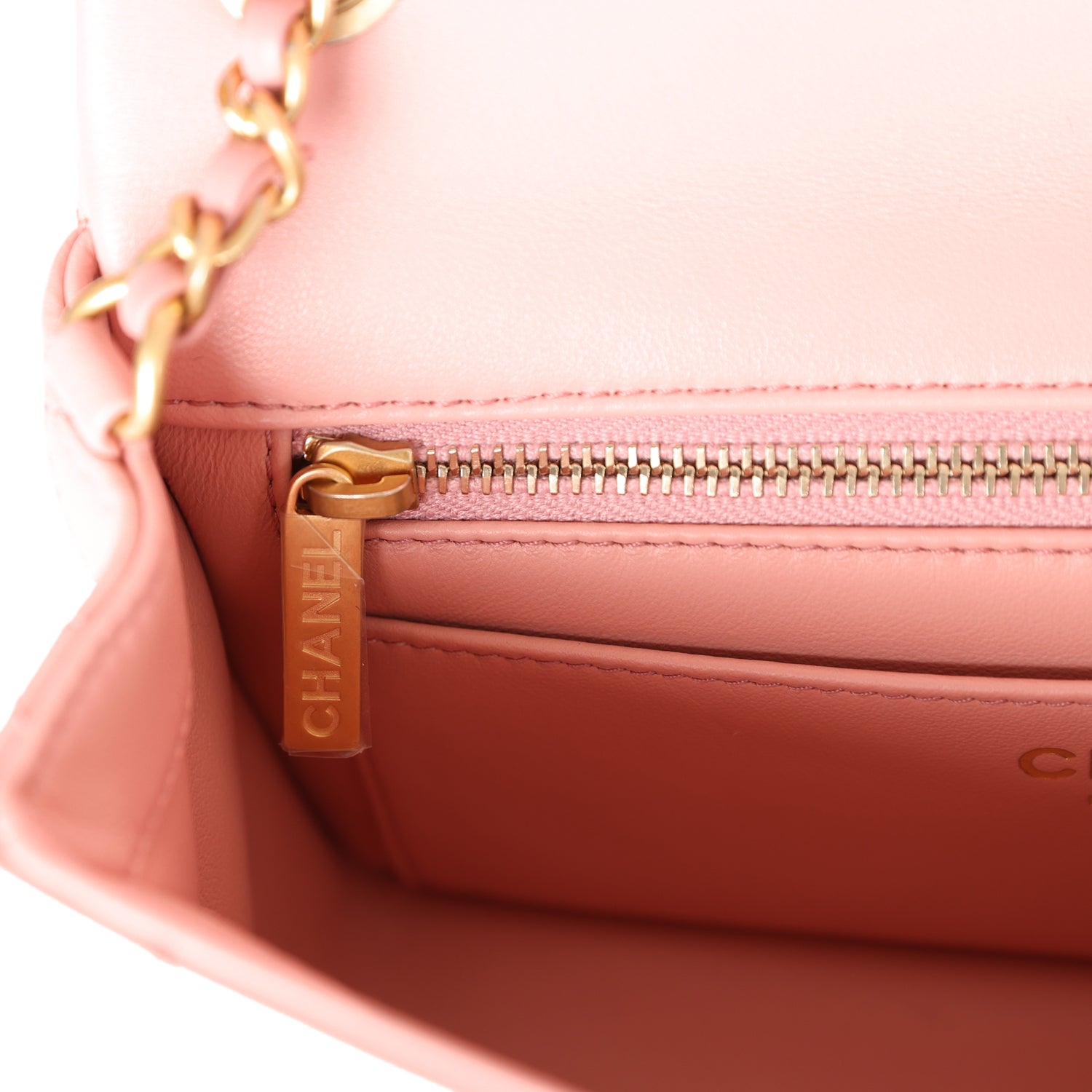 Chanel Pearl Crush Mini Rectangular Flap Dark Pink Lambskin Brushed Gold Hardware