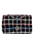 Chanel Mini Rectangular Flap Bag Black Multicolor Tweed Light Gold Hardware
