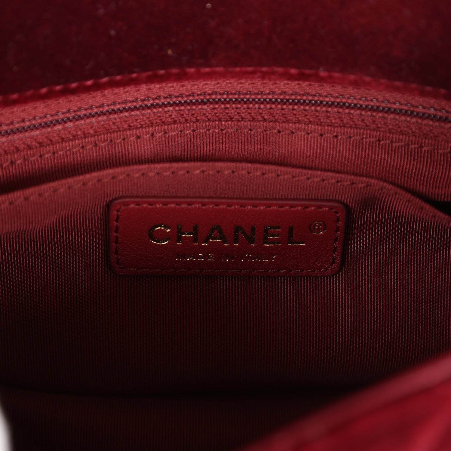 Chanel Pearl Crush Mini Square Flap Bag Burgundy Velvet Gold Hardware