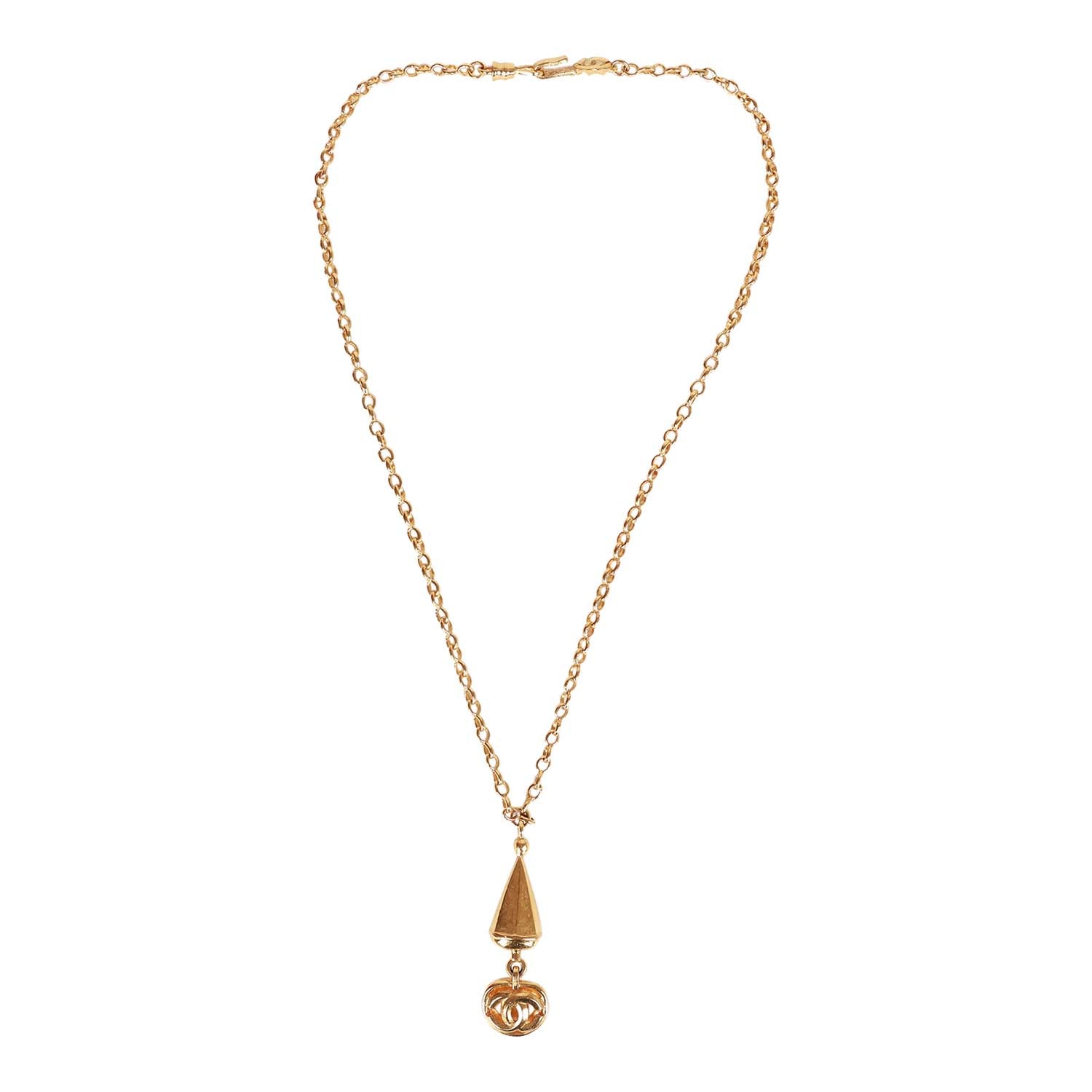 Vintage Chanel Gold Plated Interlocking CC Necklace