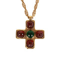 Vintage Chanel Gold Gripoix Byzantine Cross Pendant Necklace