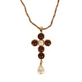 Vintage Chanel Gold Gripoix and Pearl Embellished Cross Pendant Necklace