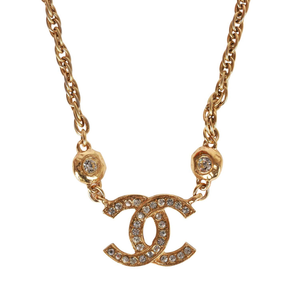 Vintage Chanel Gold Interlocking CC Hanging Pendant Necklace