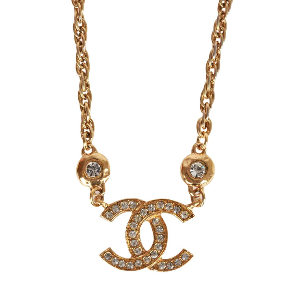 Vintage Chanel Gold Interlocking CC Hanging Pendant Necklace