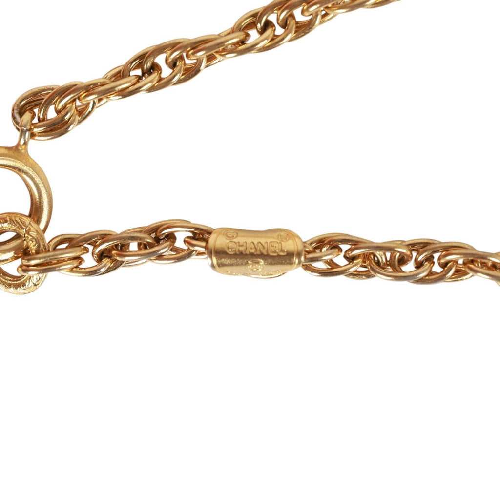 Vintage Chanel Gold Interlocking CC Hanging Pendant Necklace