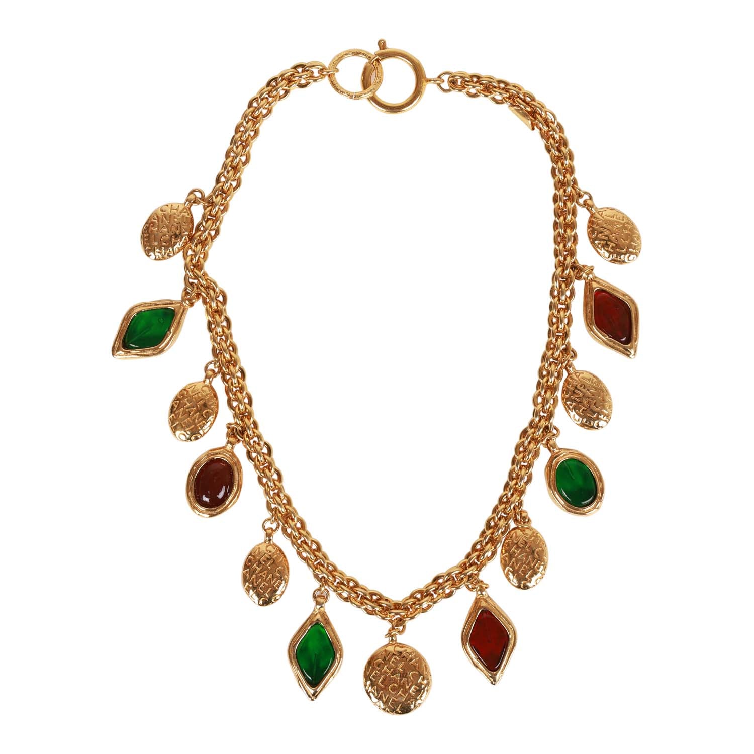 Vintage Chanel Gold Plated Colored Gripoix Necklace