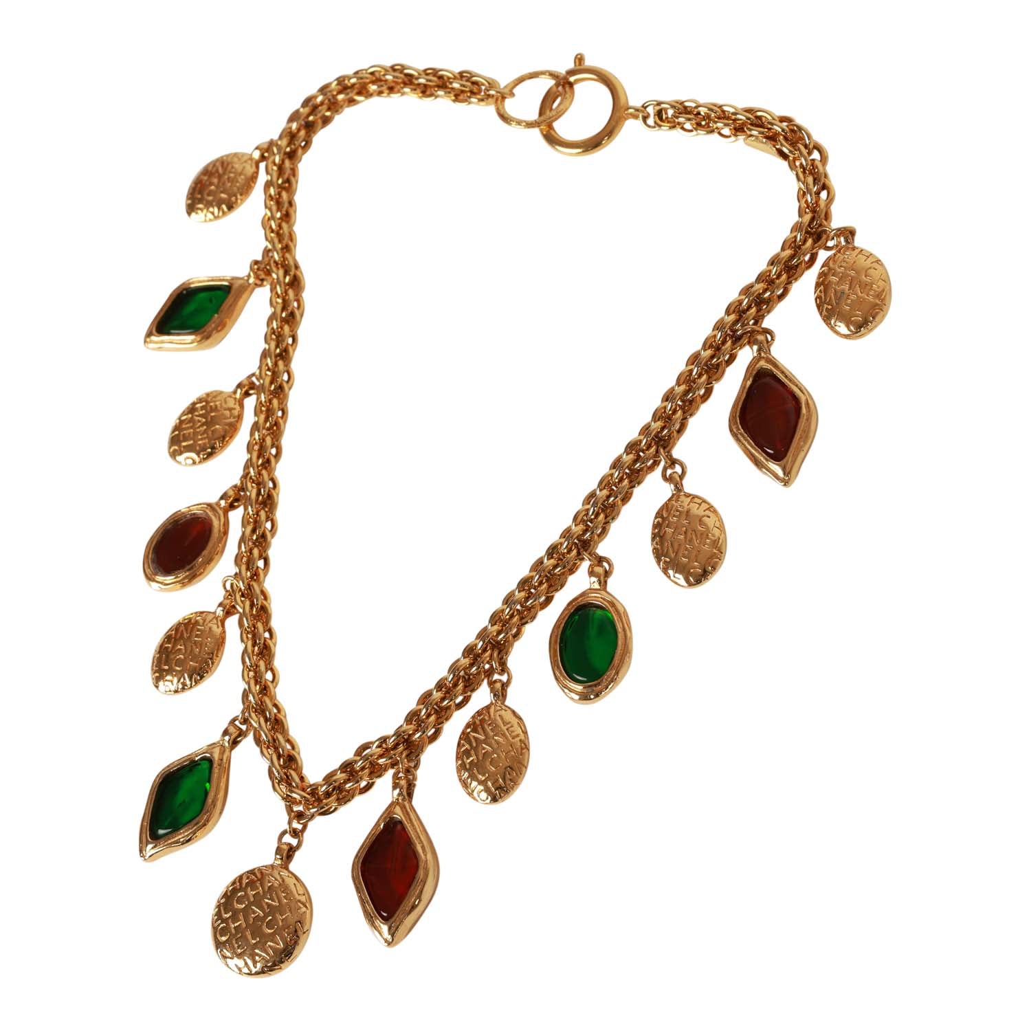 Vintage Chanel Gold Plated Colored Gripoix Necklace