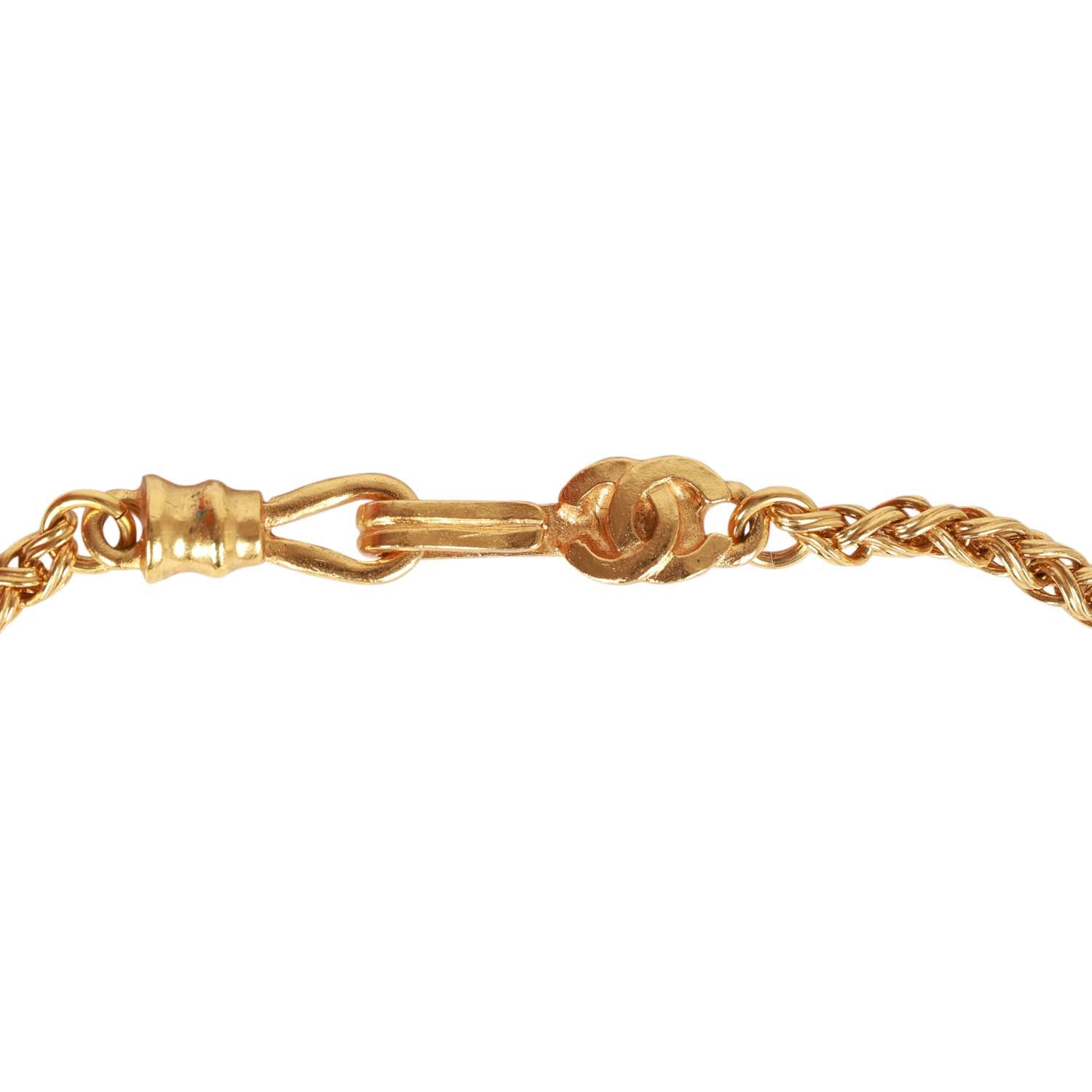Vintage Chanel Gold Plated Tigers Eye Long Necklace