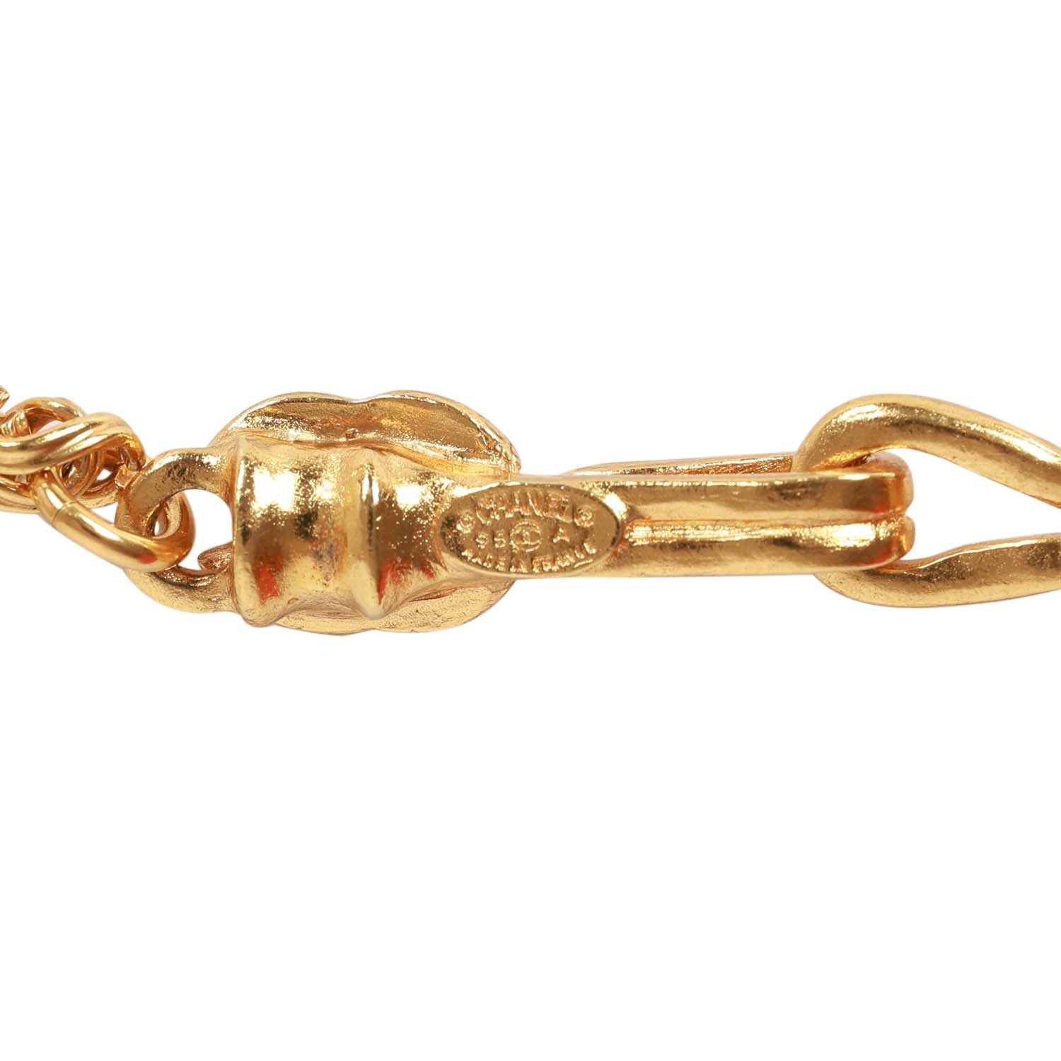 Vintage Chanel Gold Plated Tigers Eye Long Necklace