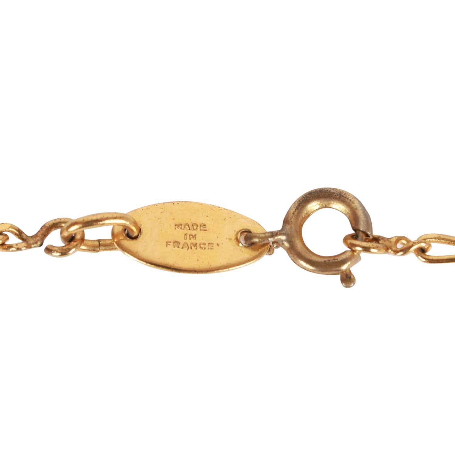 Vintage Chanel Gold Plated Crystal CC Charm Necklace