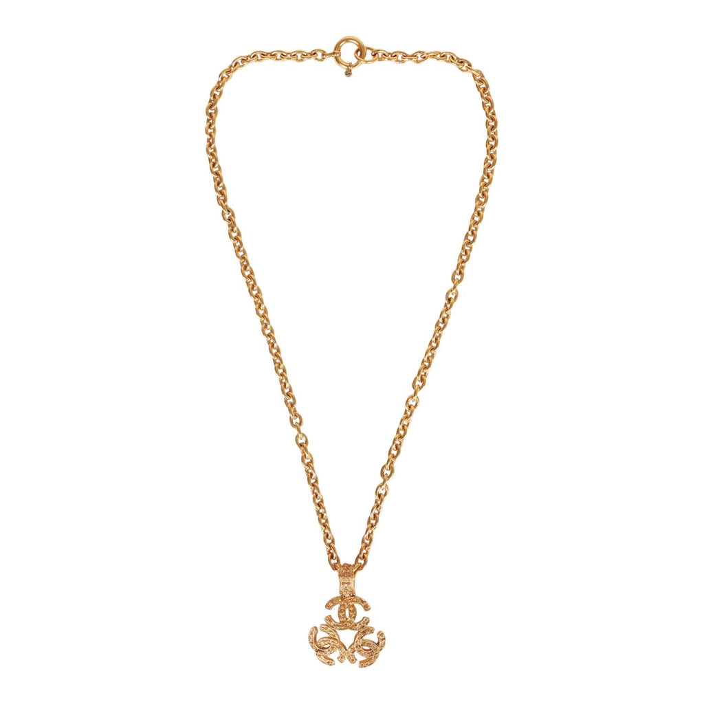 Vintage Chanel Gold Plated Triple Interlocking CC Necklace