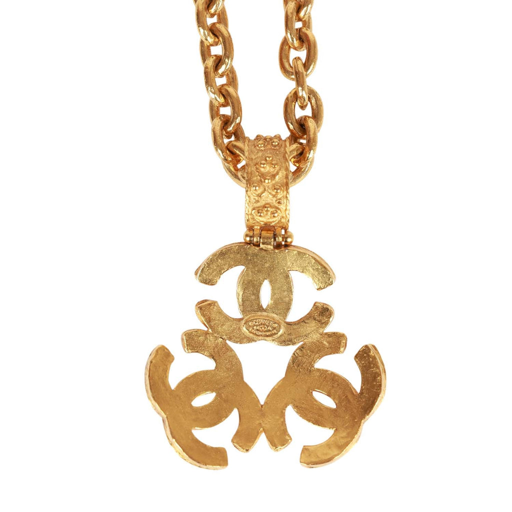 Vintage Chanel Gold Plated Triple Interlocking CC Necklace