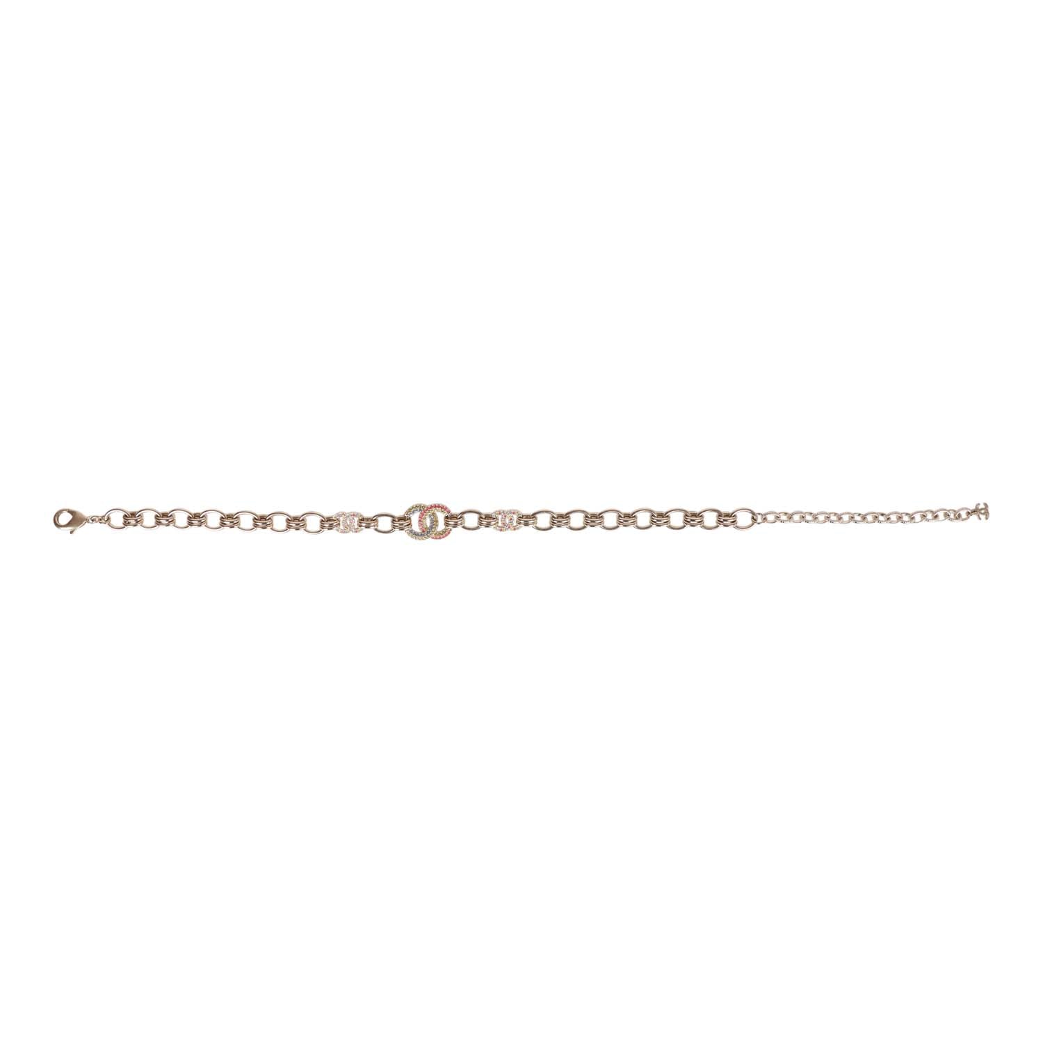 Chanel Gold and Multicolor Crystal CC Choker Necklace