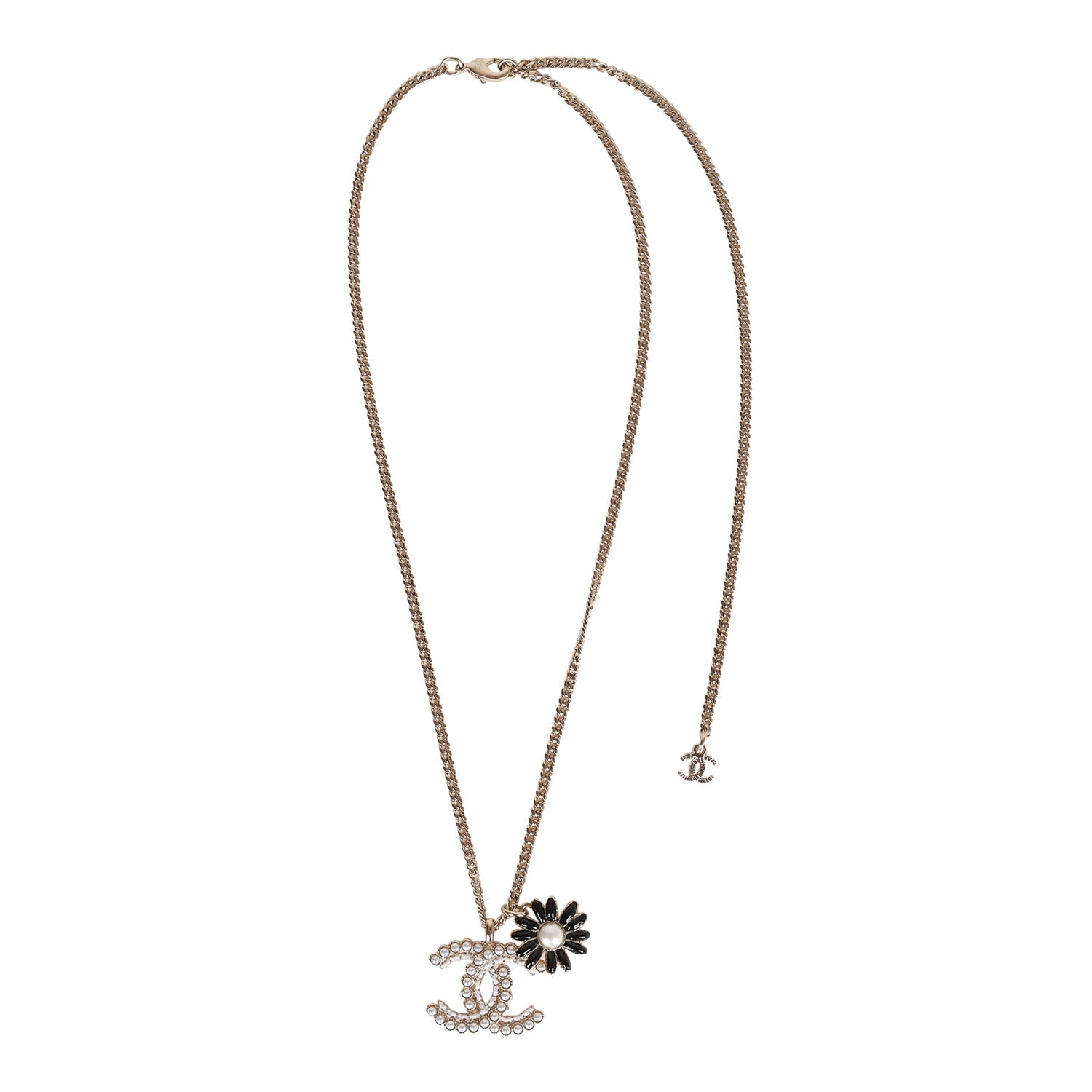 Chanel Mini Faux Pearl CC Pendant Necklace