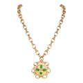 Vintage Chanel Gold Plated Gripoix Cocomark Pendant Necklace