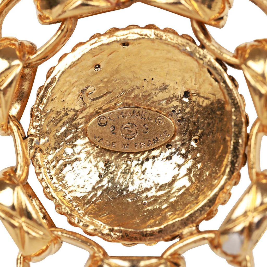Vintage Chanel Gold Plated Gripoix Cocomark Pendant Necklace