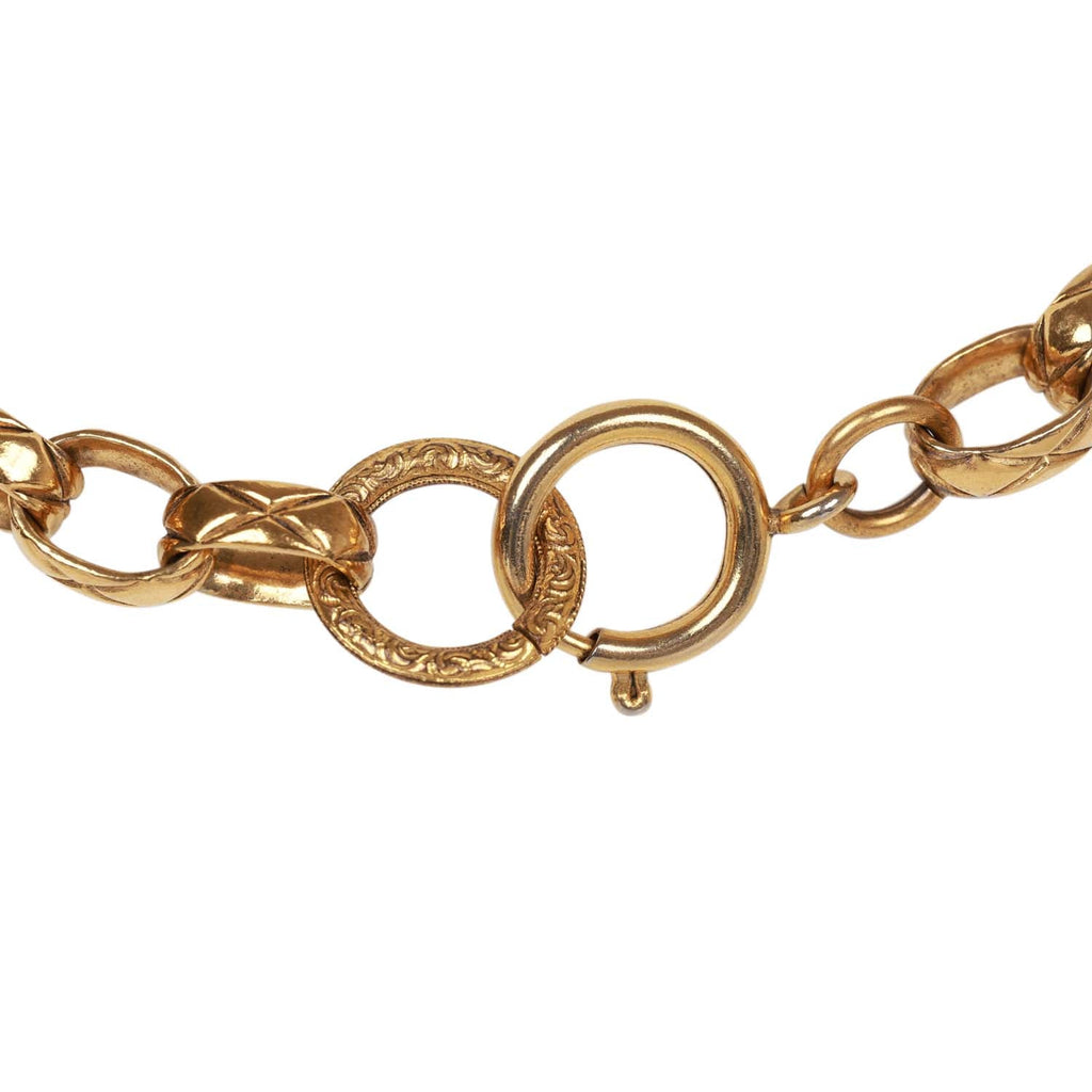 Vintage Chanel Gold Plated Gripoix Cocomark Pendant Necklace